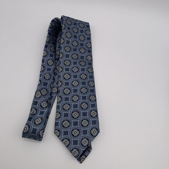 CULWELL & SON Men's Silk Geometric Designer Blue EUC Rare New - Picture 1 of 7